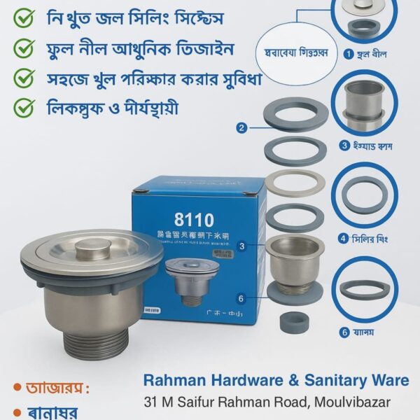 Steel Kirchent sink waiste www. rahmanhs.com